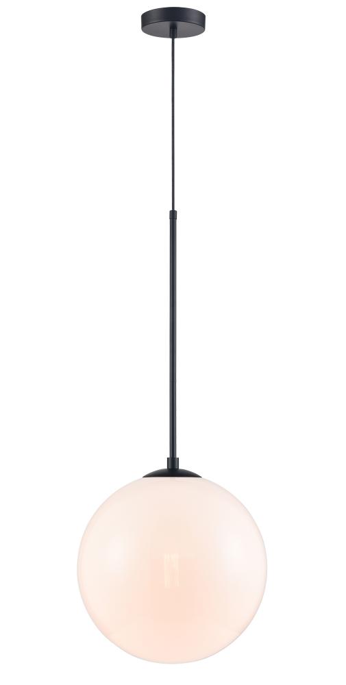 Delilah 14" Pendant in Black with White Glass