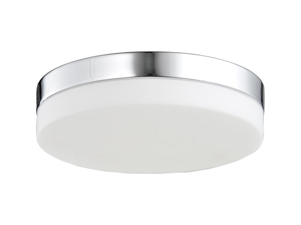 Cermack St. 11"  Round Flush Mount in Chrome with White Glass