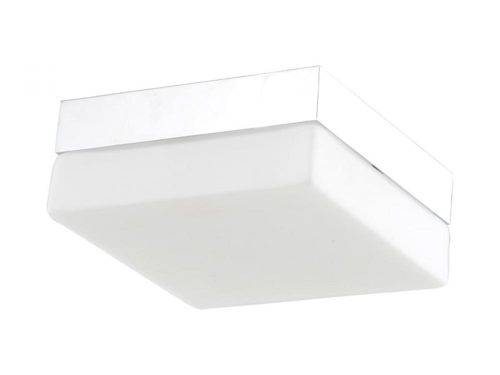 Cermack St. 11" Square Flush Mount  in Chrome with White Glass