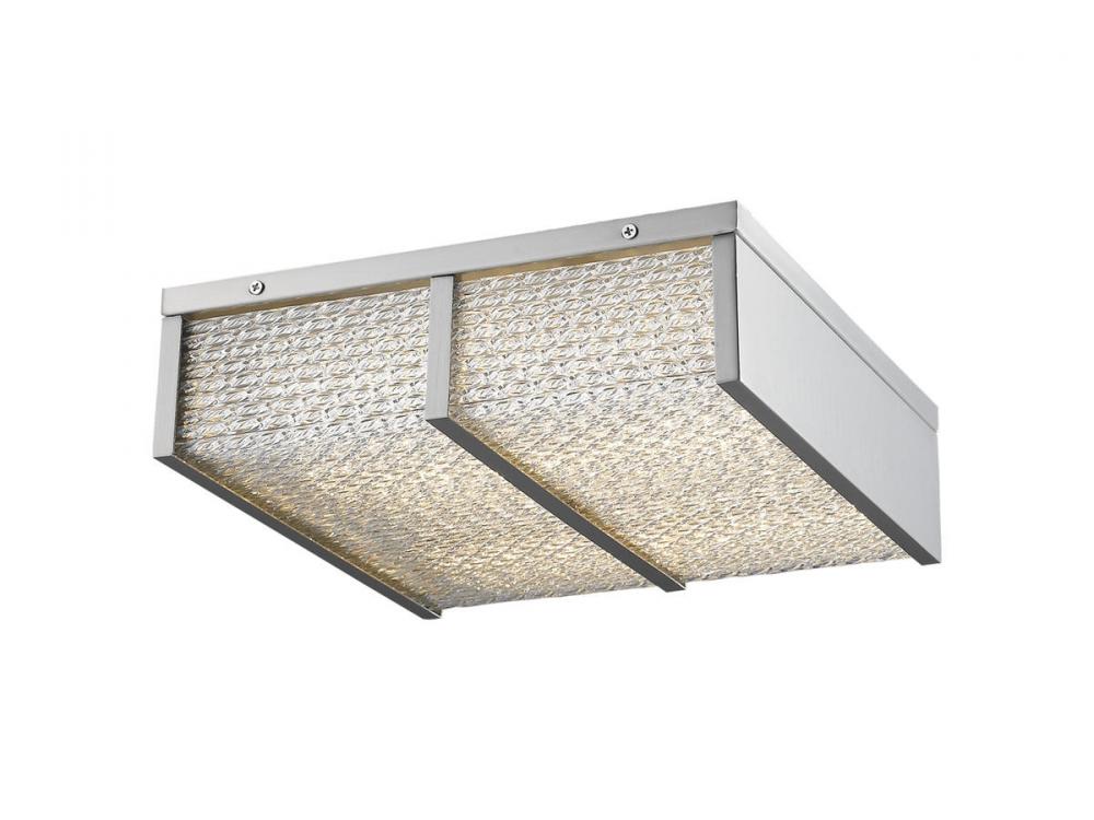 Cermack St. 17"  Square Flush Mount in Brushed Nickel with Textured Glass