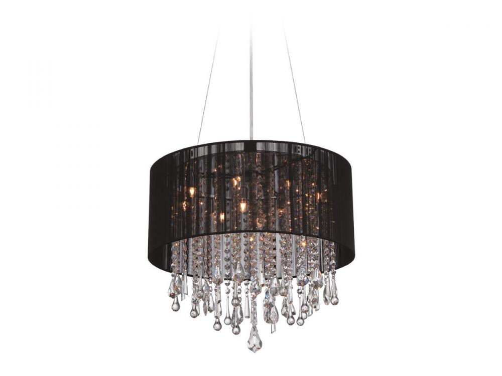 Beverly Dr. Round Black Silk String Shade And Crystal Dual Sconce