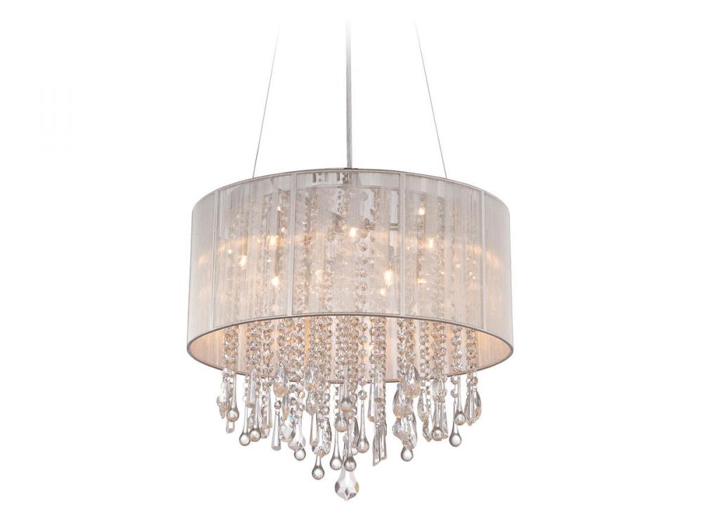 Beverly Dr. 32" Round Chandelier with Silver Silk String Shade