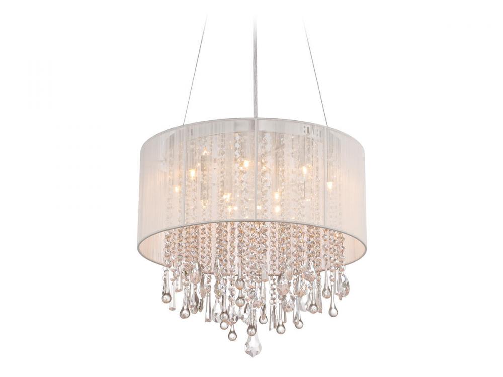 Beverly Dr. Round White Silk String Shade And Crystal Dual Sconce