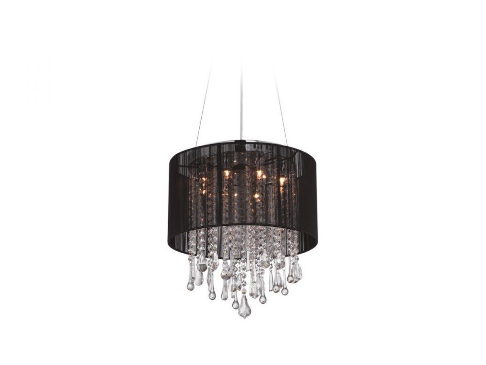 Beverly Dr. Round Black Silk String Shade And Crystal Dual Sconce