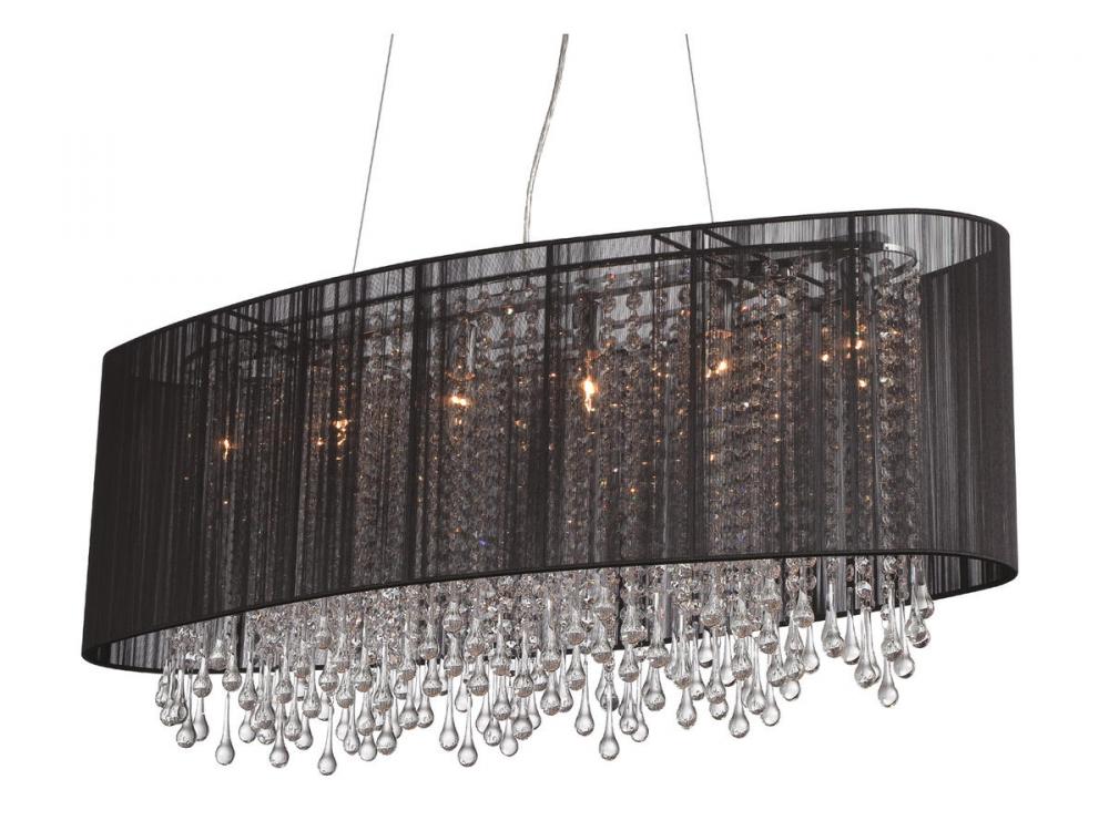 Beverly Dr.39 "  Oval Chandelier with Black Silk String Shade