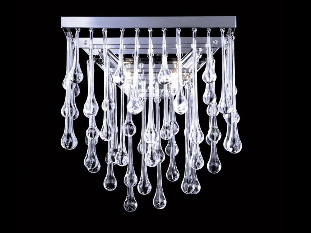 Hollywood Blvd. 14" Tear Drop Crystal Square Wall Sconce in Polished Nickel