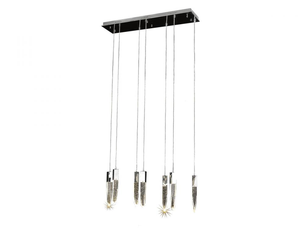 Aspen  7 Light Multi  Pendant in Polished Chrome with Bubbled Crystal