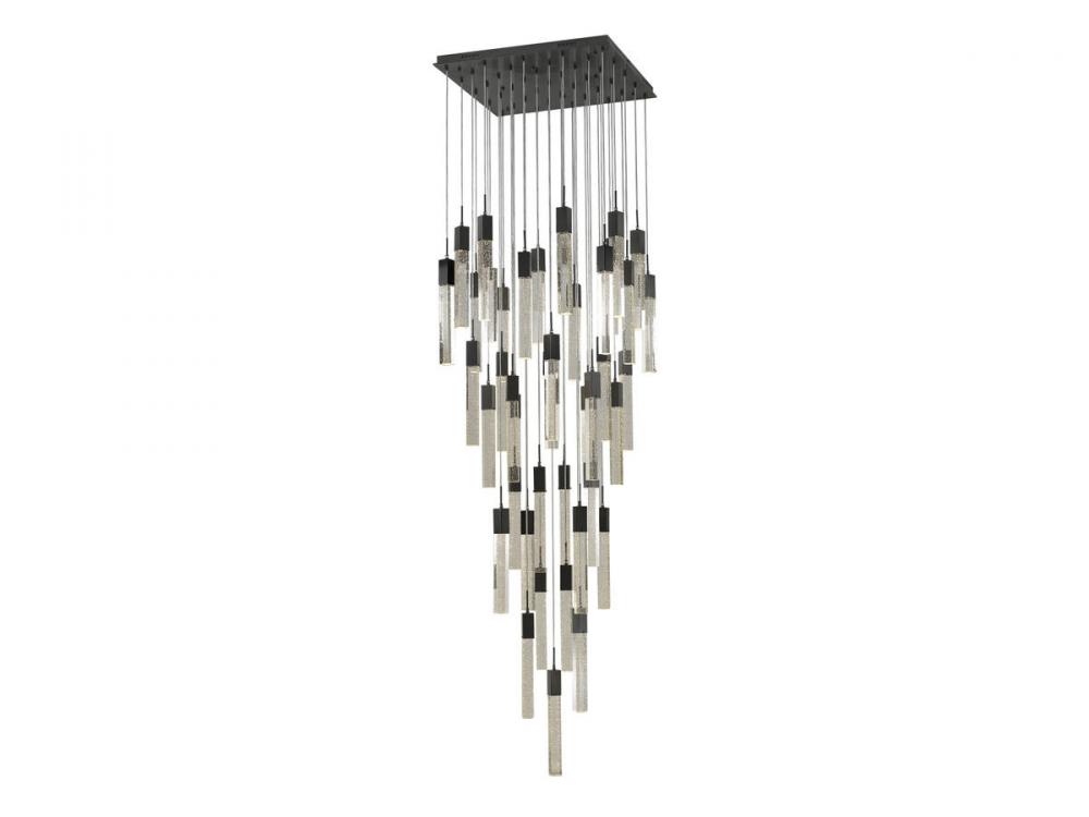 The Original Glacier Collection 41 Light Multi Pendant in Dark Bronze with Bubbled Crystal