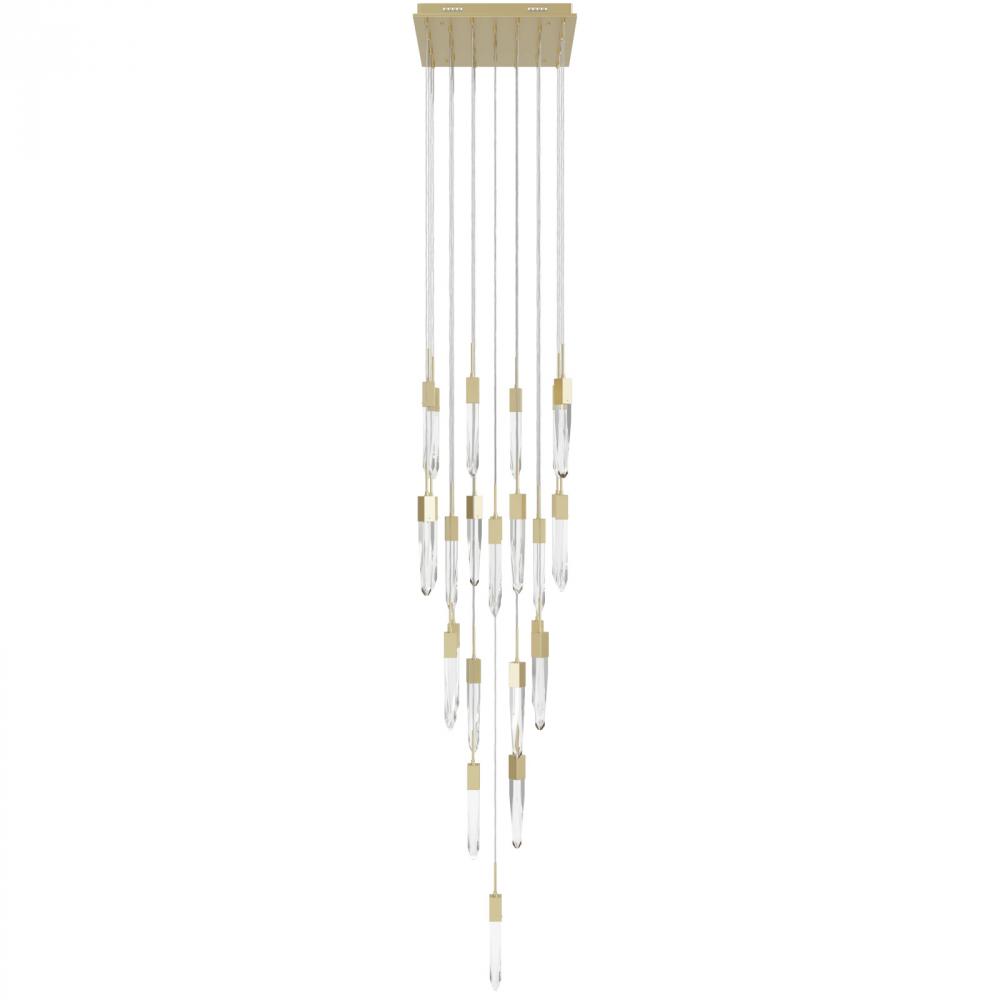 Aspen  25 Light Multi  Pendant in Brushed Brass with Clear Crystal