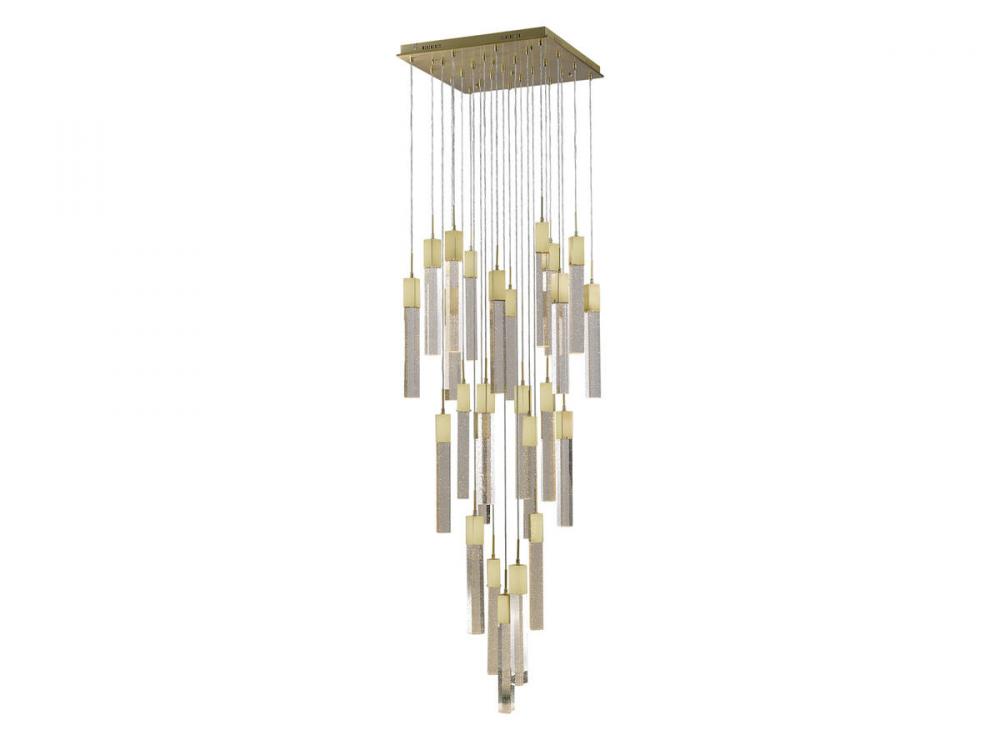 The Original Glacier Collection 25 Light Multi Pendant in Brushed Brass with Bubbled Crystal