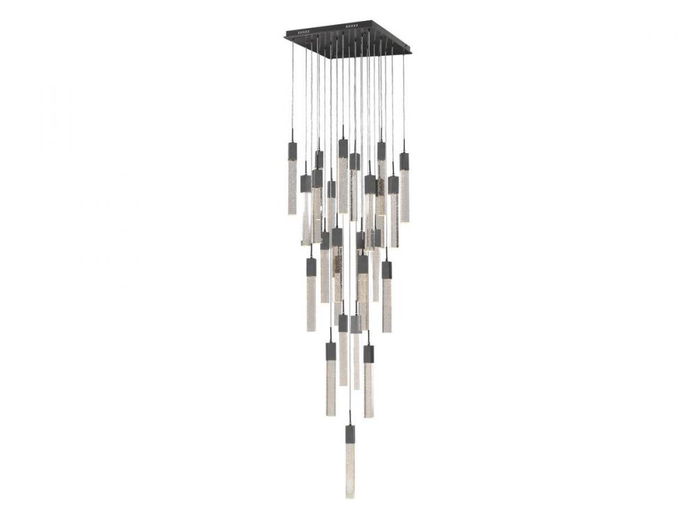 The Original Glacier Collection 25 Light Multi Pendant in Dark Bronze with Bubbled Crystal