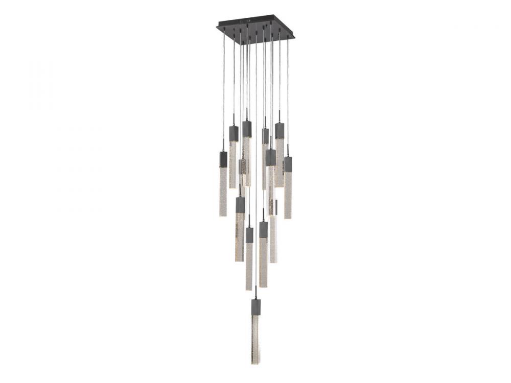 The Original Glacier Collection 13 Light Multi Pendant in Dark Bronze with Bubbled Crystal