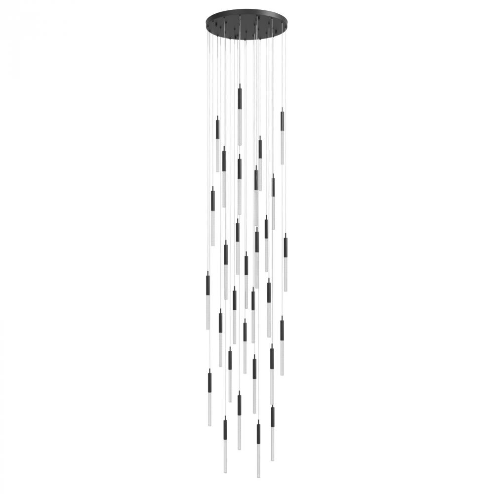 Main Street  31 Light Multi Pendant in Black with Studded Glass