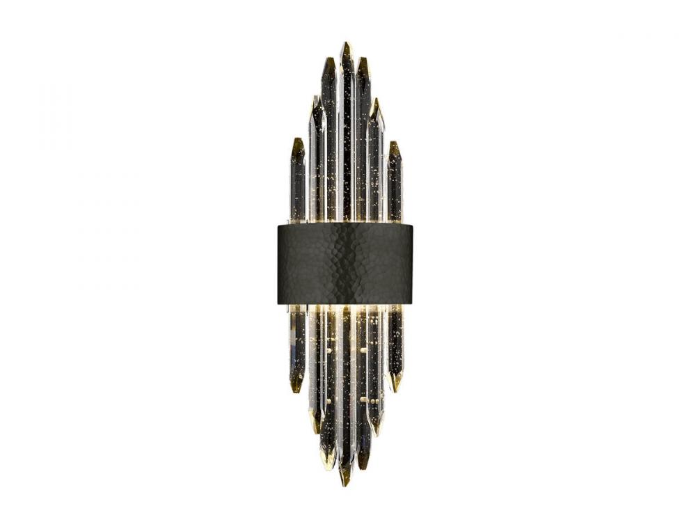Aspen 22"  LED Wall  Sconce in Hammered Dark Bronze with Bubbled Crystal