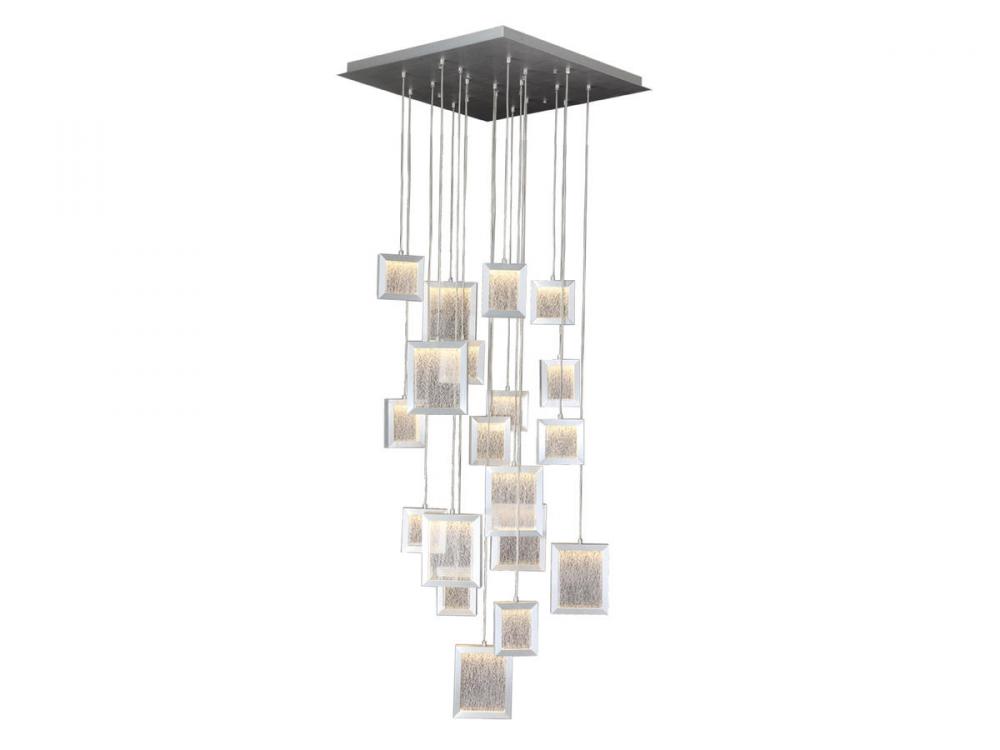 Brentwood 19-Light LED Multi Pendant in Brushed Aluminum with Beveled Glass