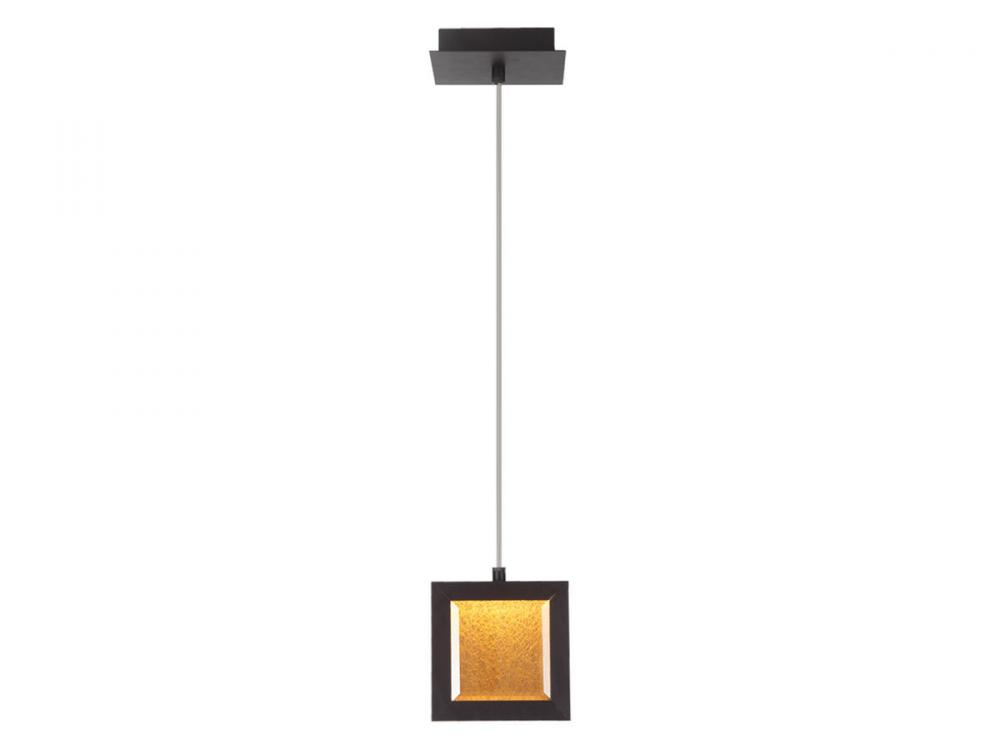 Brentwood 6" Square Pendant in Dark Bronze with Textured Glass
