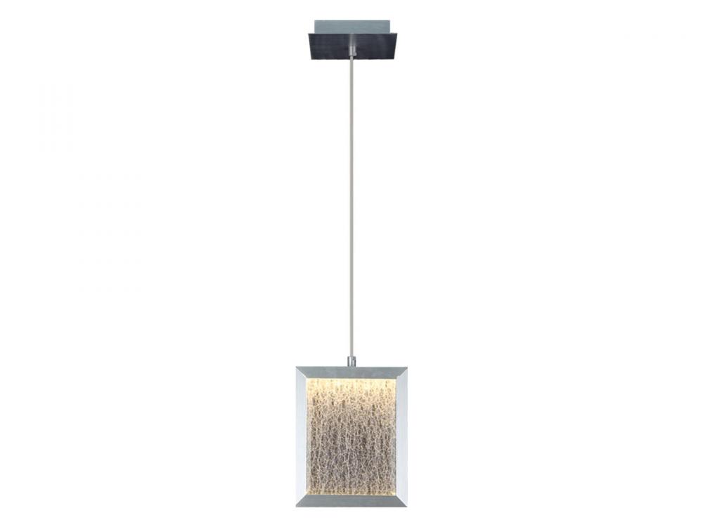 Brentwood 9" Rectagular Pendant in Brushed Aluminum with Textured Glass