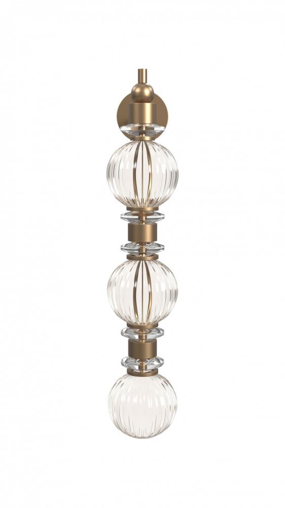 Avra 20" Top Stacked LED Wall Sconce in Aged Brass with Clear Glass Accent