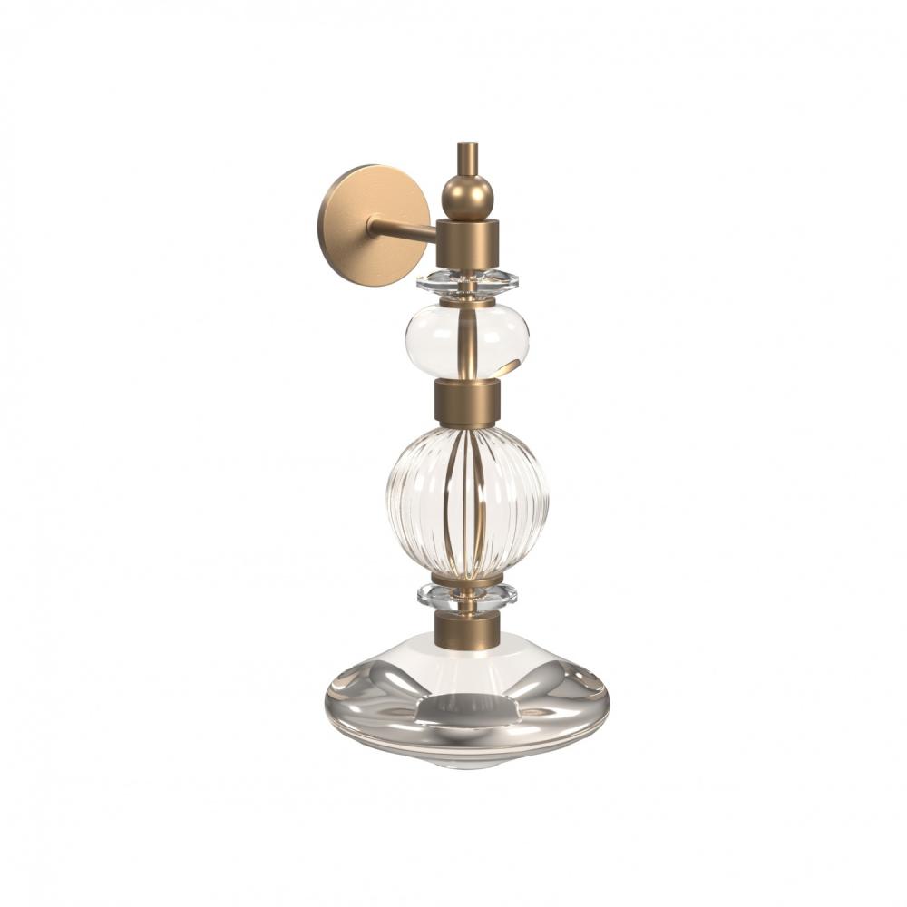 Avra 20" Bottom Stacked LED Wall Sconce in Aged Brass with Clear Glass Accent