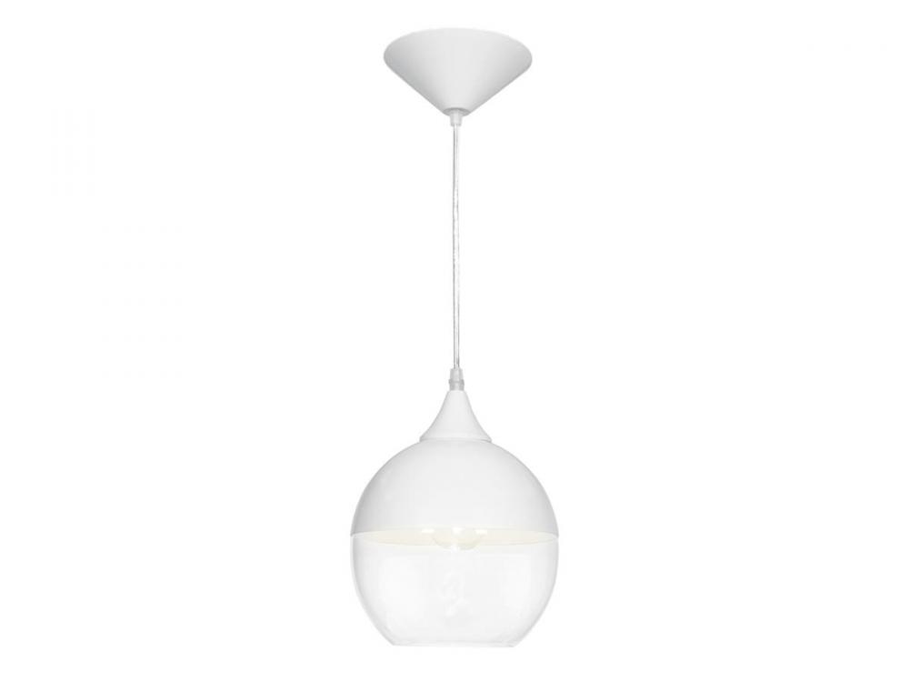 Robertson Blvd. 8" Pendant in White with Clear Glass