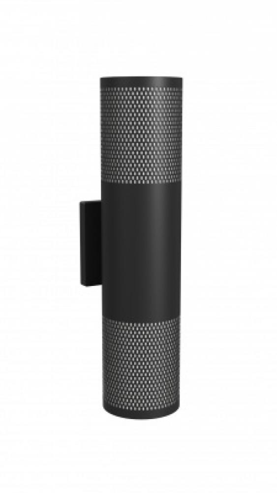 Avenue Outdoor 18" Cylindrical Sconce in Black with Perforated Frame