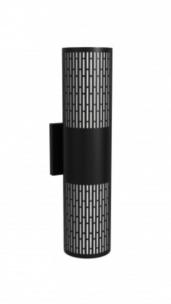 Avenue Outdoor 18" Cylindrical Sconce with  Perforated Grid Black Frame