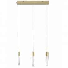 Avenue Lighting HF1900-3-AP-BB - Aspen  32" Linear  Multi  Pendant in Brushed Brass and Bubbled Crystal