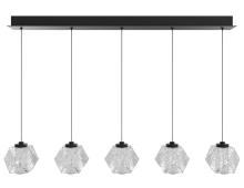 Avenue Lighting HF3955-BK - Beluga 5-Light Linear Multi Pendant in Black with Acrylic Faceted Spheres