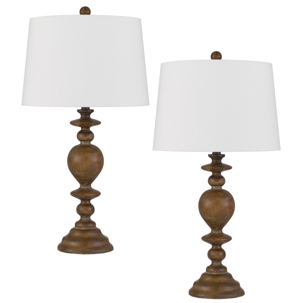Accessorize Your Space with This Candlestick Style Resin Table Lamp. It Features Painted Faux Wood
