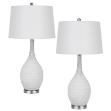 CAL Lighting BO-3139TB-2 - Pori 30.5" Height White Glass Table Lamp