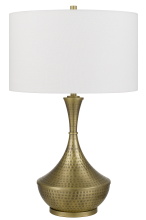 CAL Lighting BO-3202TB - 150W 3 way Hove hand hammered metal table lamp with drum hardback fabric shade
