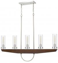 CAL Lighting FX-3756-5 - 60W x 5 Ercolano pine wood/metal island chandelier w/t clear glass shade (Edison bulbs NOT included)