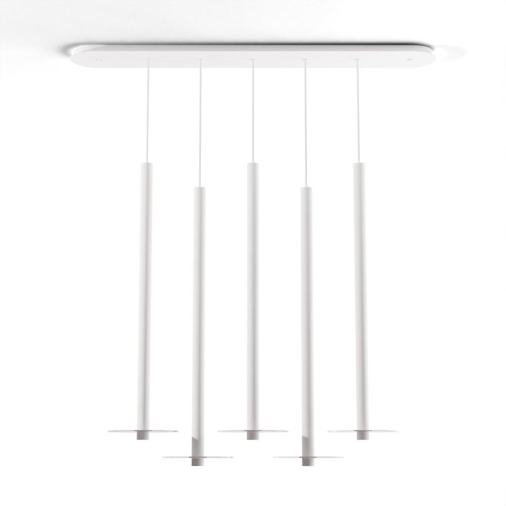 Combi Pendant 36" Linear 5 Combo Matte White with Matte White Canopy