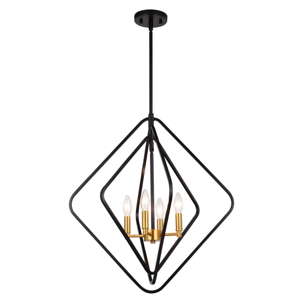 Brady 22-in. 4 Light Pendant Black and Satin Brass