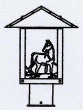 Arroyo Craftsman TRP-9HSCR-P - 9" timber ridge post mount with horse filigree