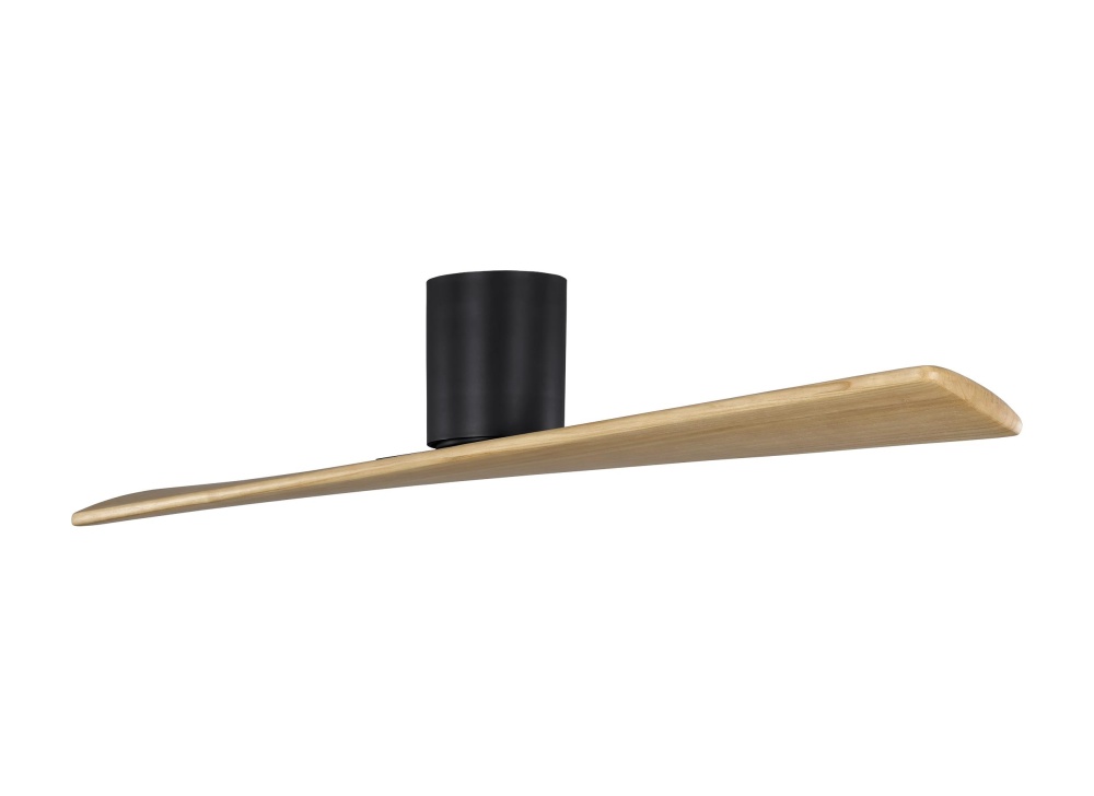Plank Smart 52 Hugger Ceiling Fan in Midnight Black with Natural Honey Blade