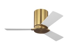 Visual Comfort & Co. Fan Collection 3RZHR32BBS - Rozzen 32 Hugger Ceiling Fan in Burnished Brass with Matte White Blades