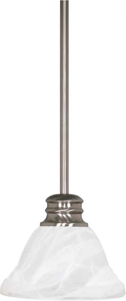 1-Light Mini Pendant with Hang Straight Canopy in Brushed Nickel Finish with Alabaster Glass and (1)