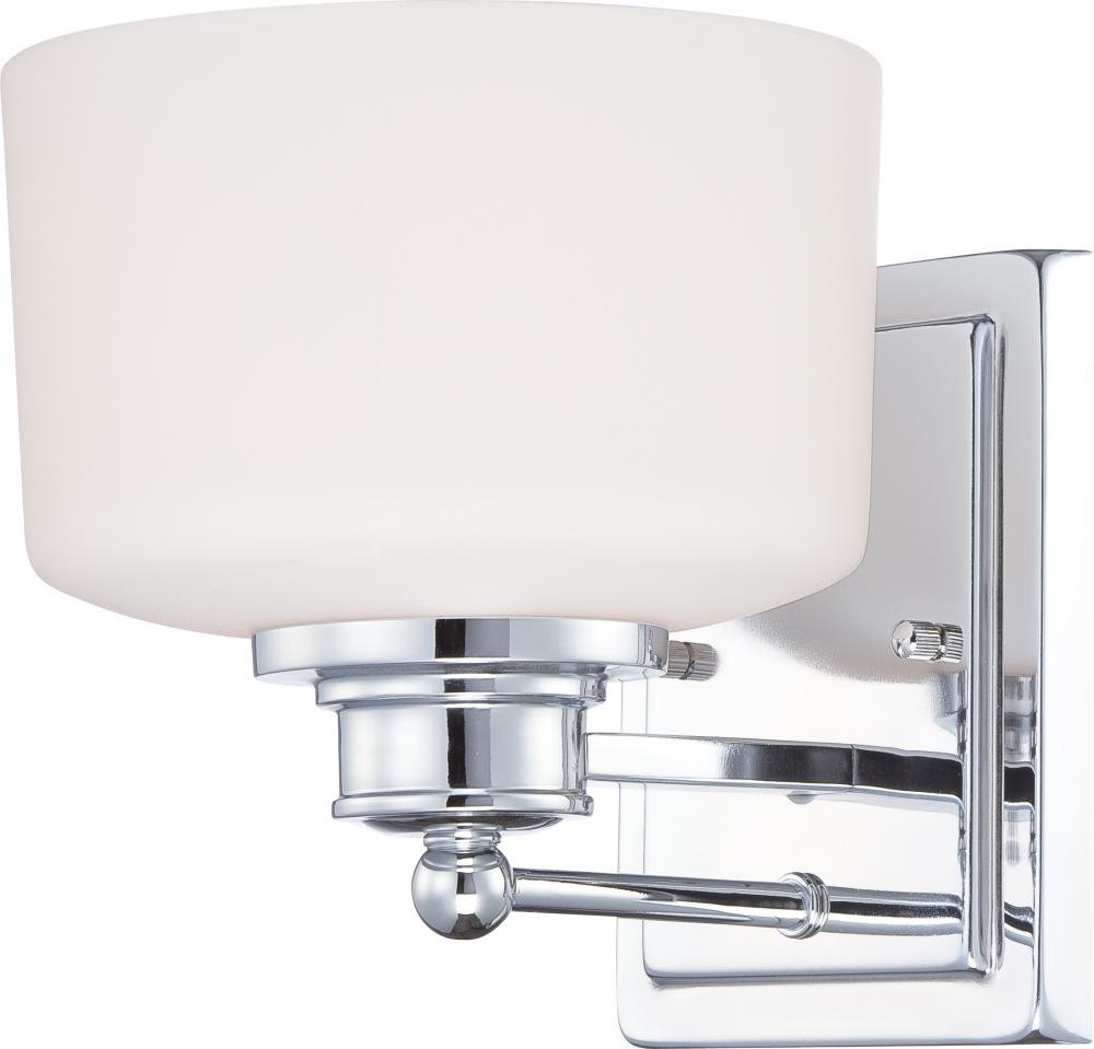 Soho; 1 Light; Vanity Fixture with Satin White Glass; Polished Chrome Finish