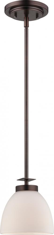 1-Light Mini Pendant Light in Hazel Bronze Finish with Frosted Glass