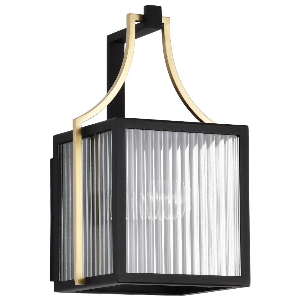 Holden; Small Outdoor Lantern; Gold and Black Finish; Clear Glass