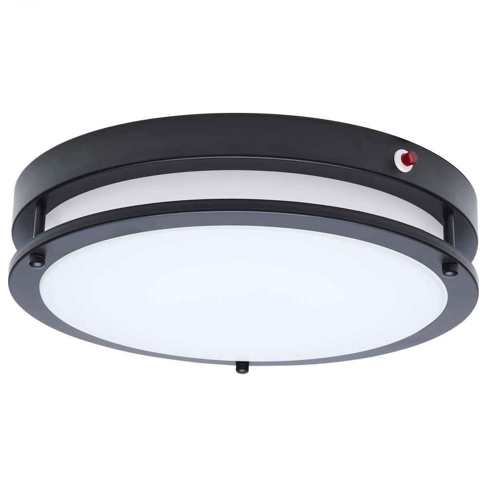 Glamour; 13 Inch LED Flush Mount; Emergency Battery; CCT Selectable; Black Finish