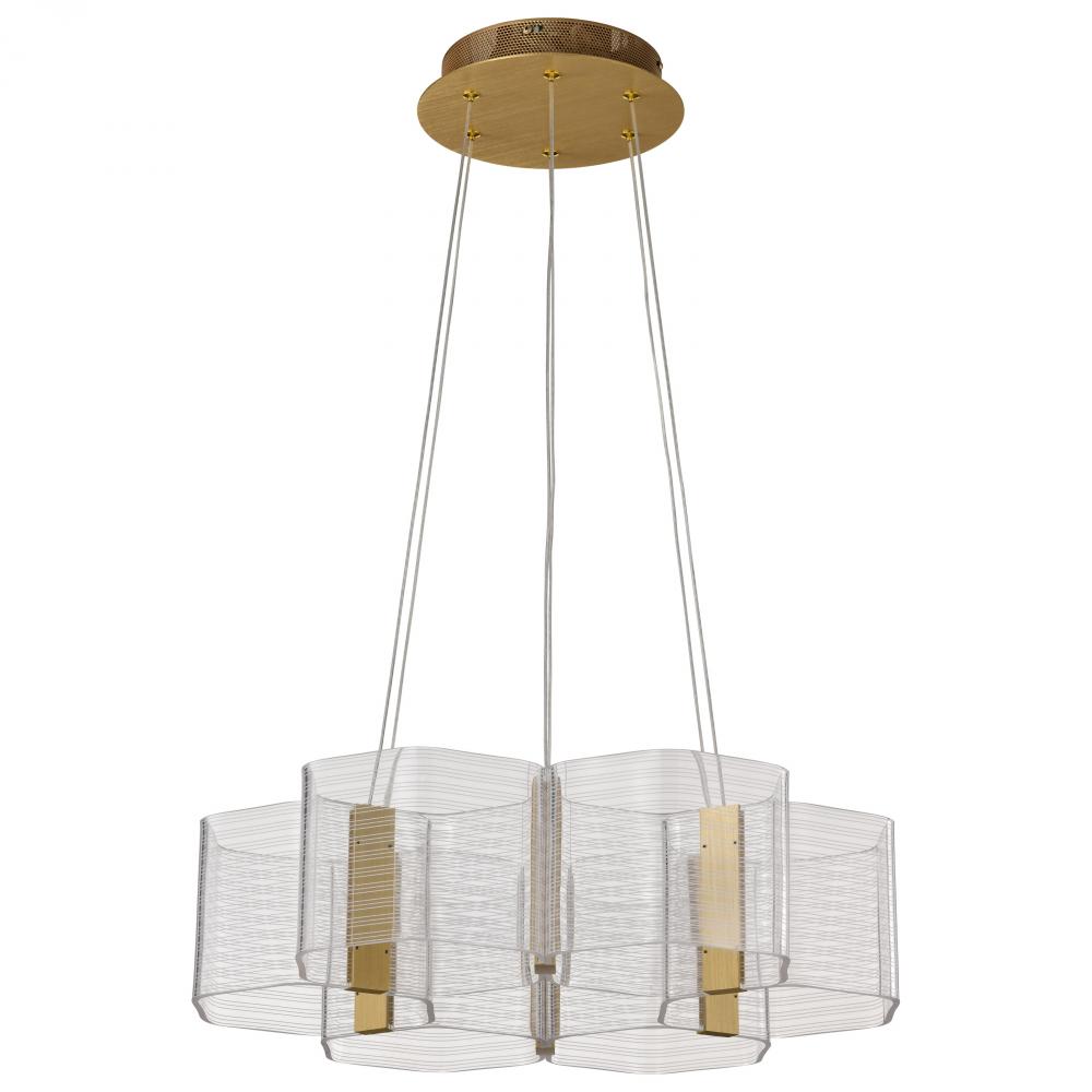 Kenzo; LED 6 Light Chandelier; Polished Anodized Bronze Finish; Light Guide Panel