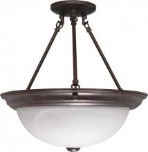 Nuvo 60/210 - 3 Light; 15 in.; Semi-Flush; Alabaster Glass; Old Bronze Finish