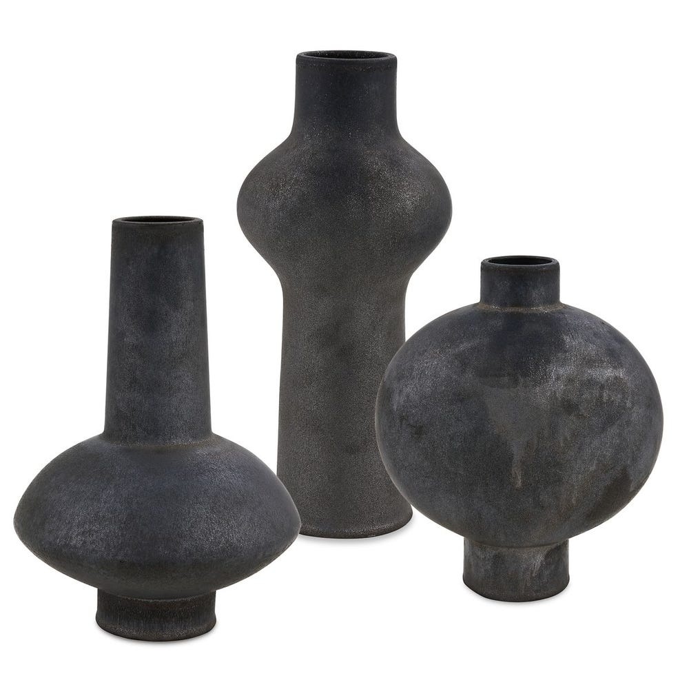 Uttermost Charcoal Bloom Indoor-Outdoor Vases Set/3