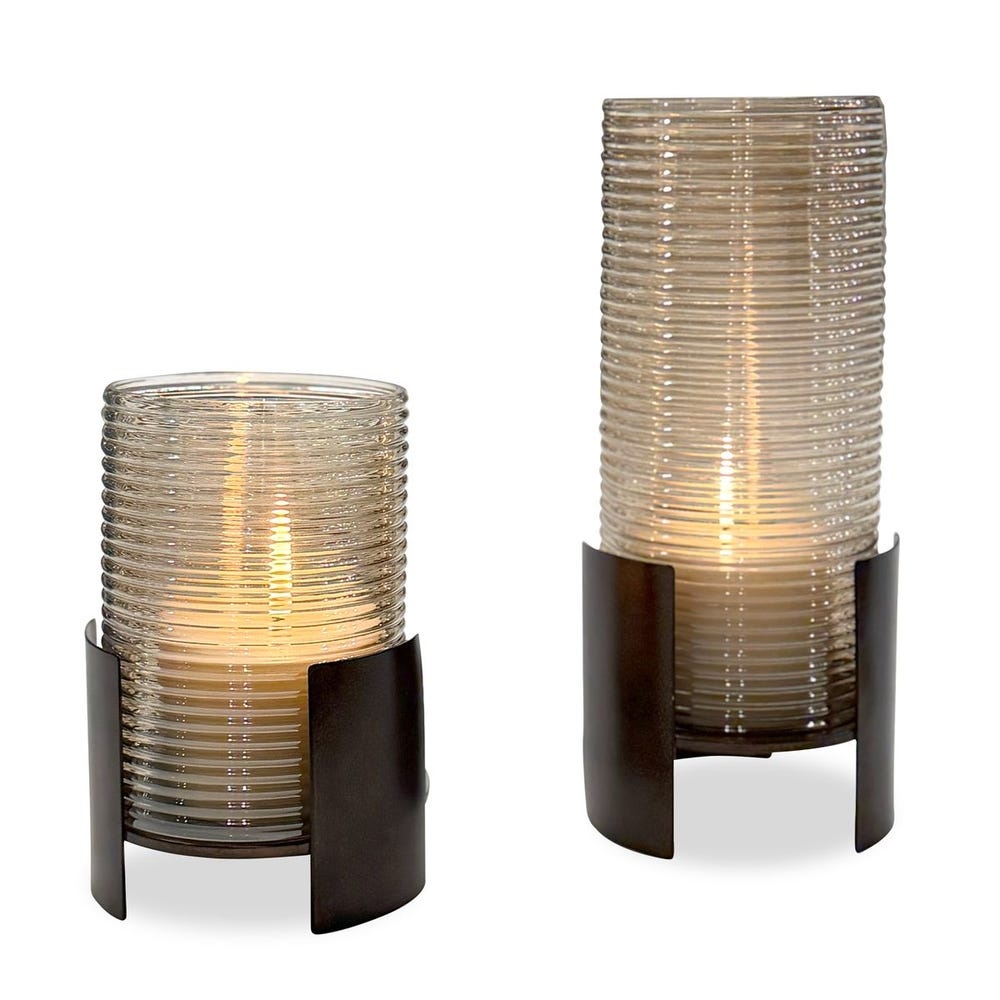 Uttermost Fluted Fire Cylinder Candleholders Set/2
