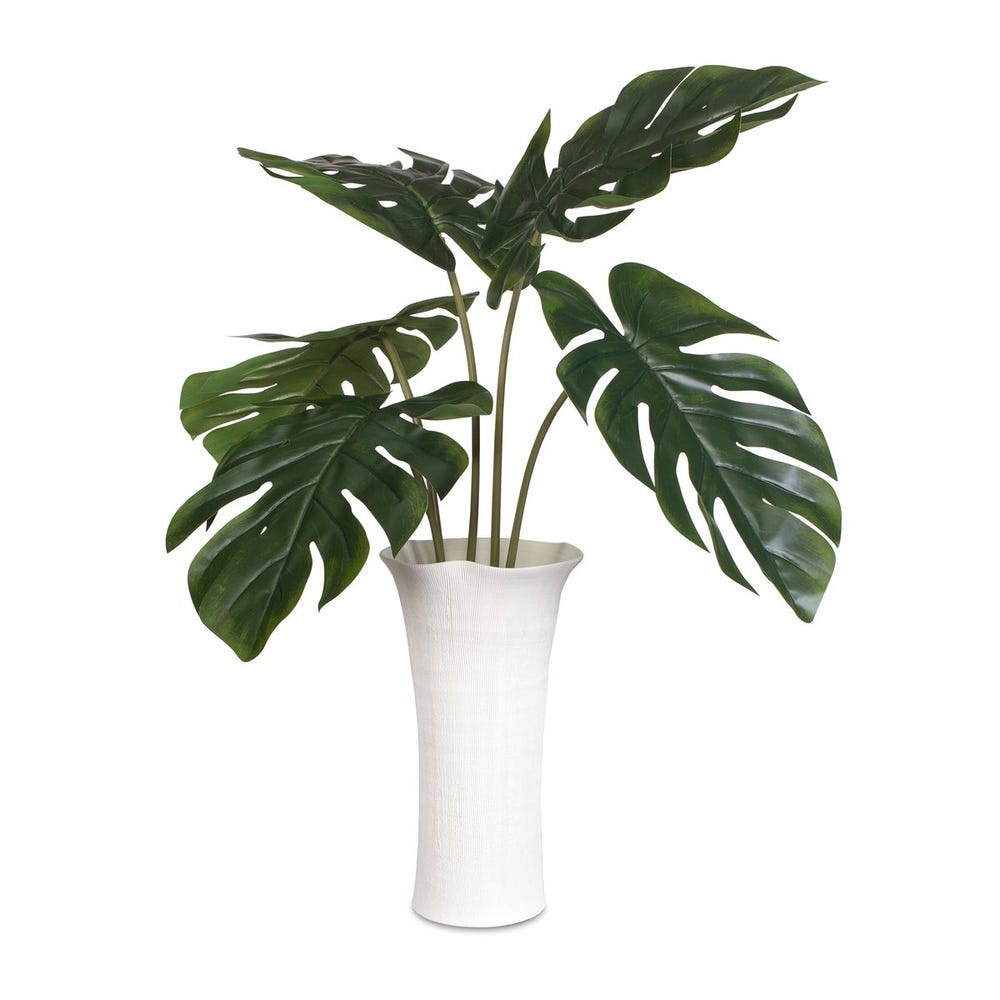 Uttermost Muse Monstera White Vase Centerpiece
