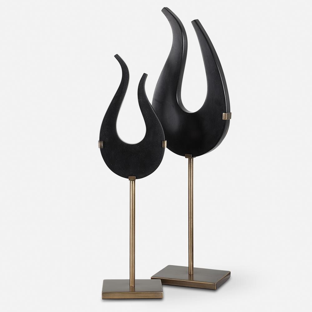 Uttermost Black Flame Sculptures Set/2