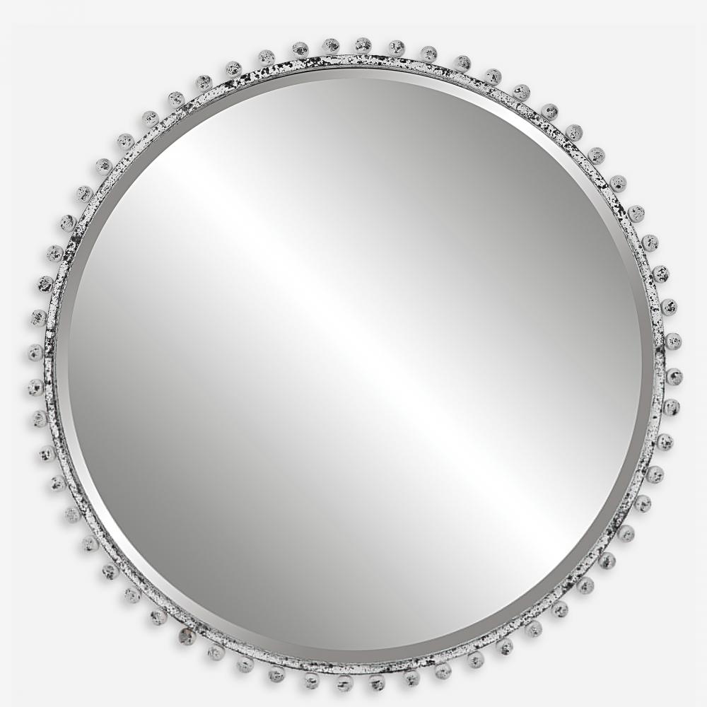 Taza Round Mirror, Antique White