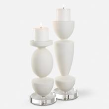 Uttermost 18101 - Uttermost Lido White Stone Candleholders Set/2